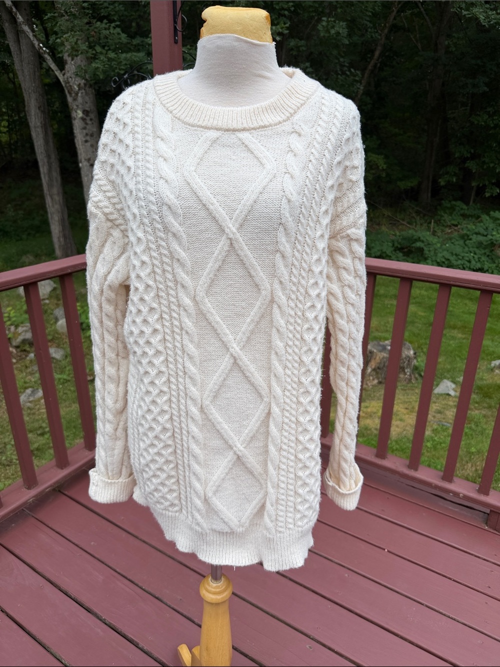 Elfric Eden large oversized unisex knitted cable crewneck pullover sweater.